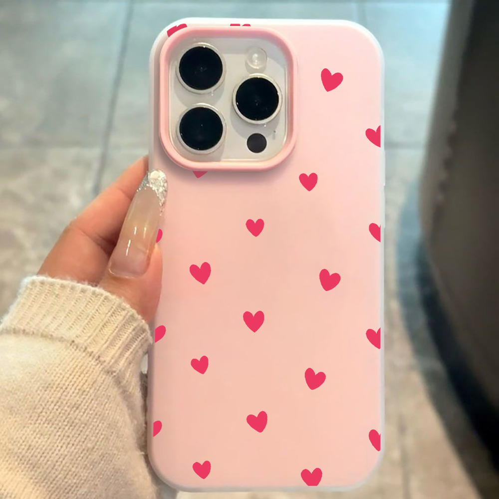 Phone Cases Red - 레드 러브 하트 패턴 폰 케이스