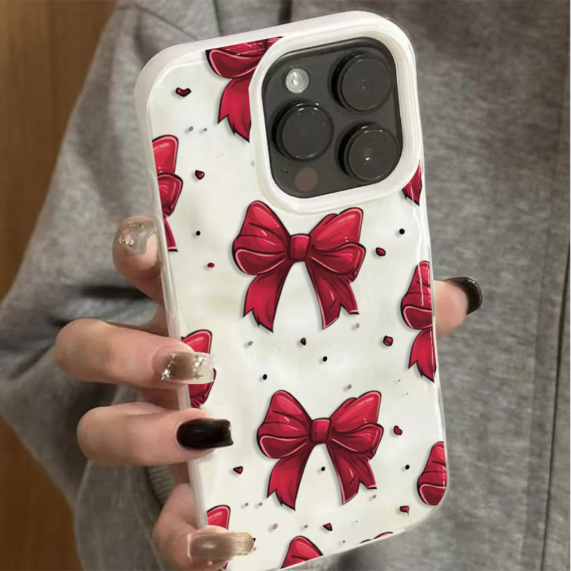 Phone Cases Red - 화이트 레드 리본 패턴 아이폰 11