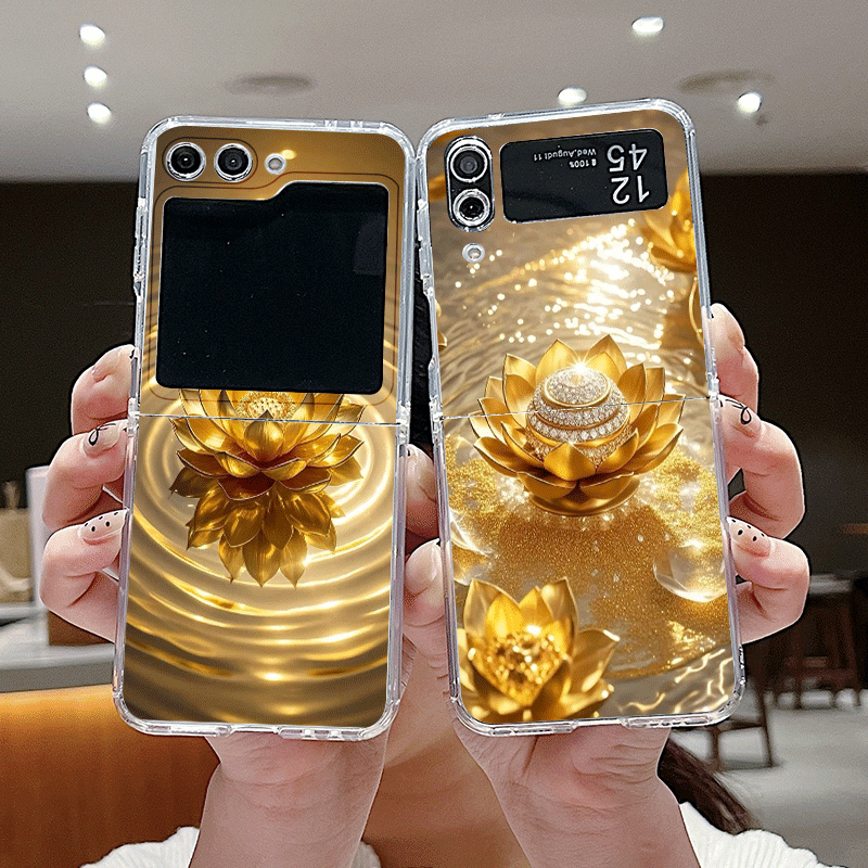Phone Cases Z Fold 7 - 창의적인 황금 연꽃 무늬 삼성 갤럭시