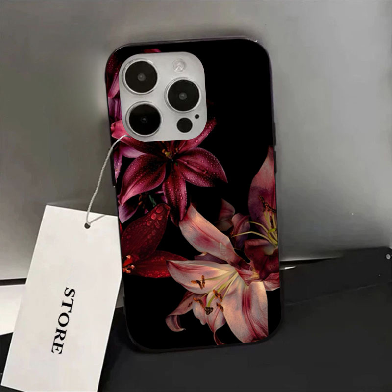 Phone Cases Red - 우아한 붉은 백합 꽃 아이폰 16E