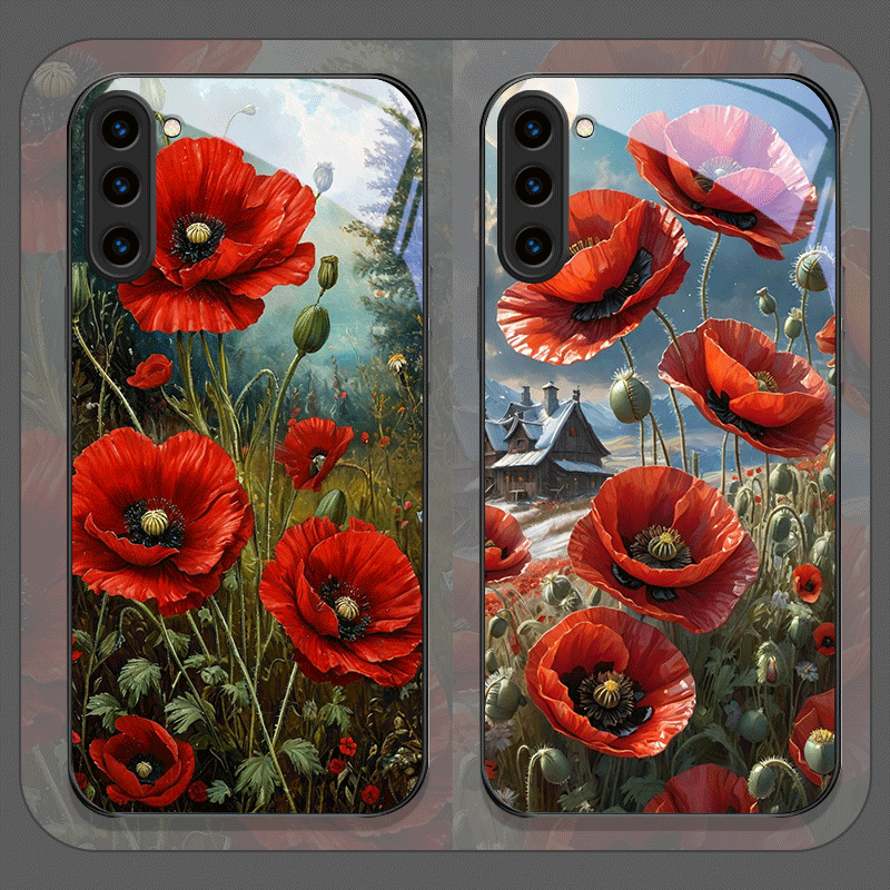 Phone Cases Red - 레트로 양귀비 꽃 핫 레드 프린트