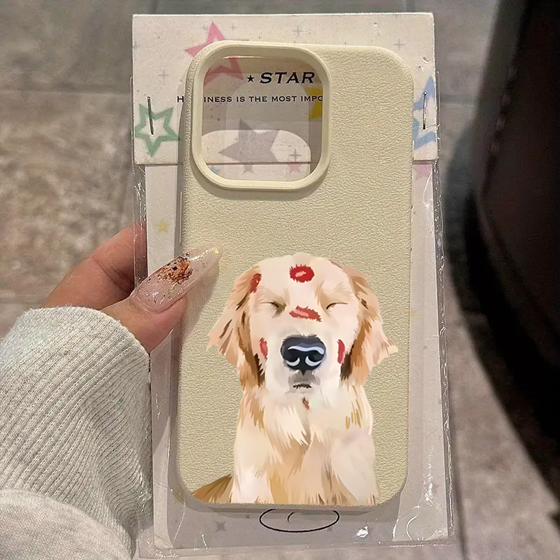 Phone Cases Red - 귀여운 골든 리트리버 레드 립 프린트