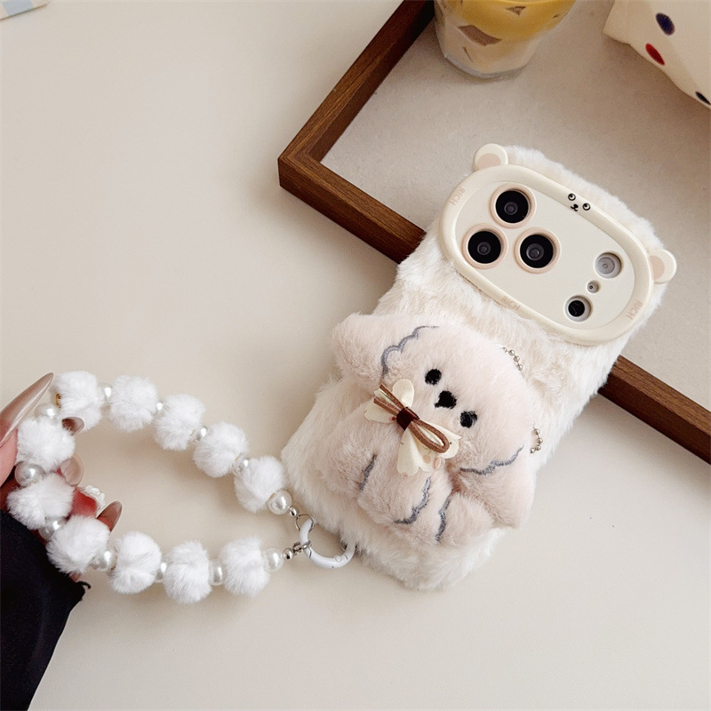 3D 만화 리본 강아지 따뜻하고 폭신한 플러시 폰 케이 - Phone Cases For Iphone 15 리뷰 및 가격
