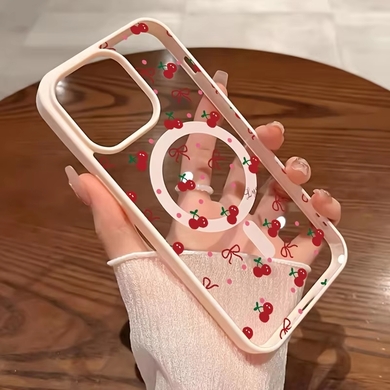 레드 체리 프린트 마그네틱 폰 케이스 (아이폰 17,  - Phone Cases Red 리뷰 및 가격