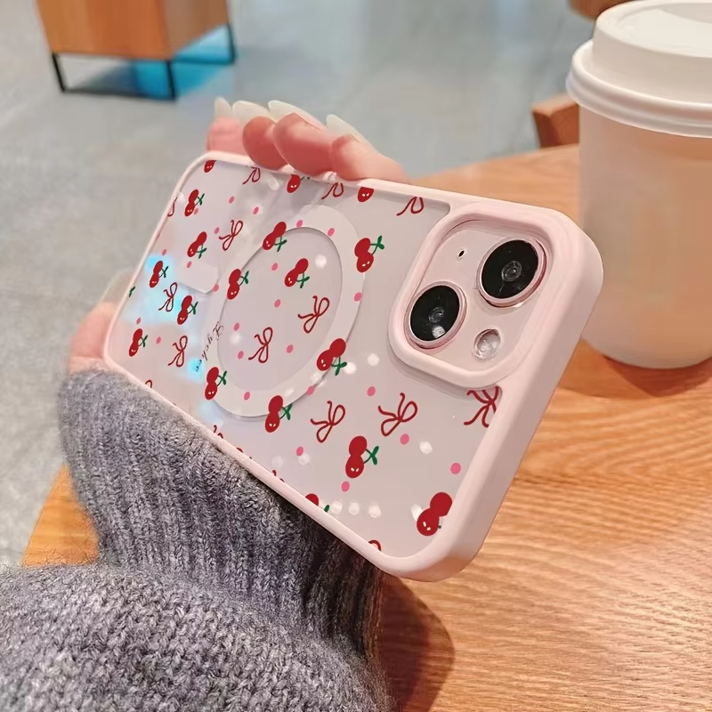 레드 체리 프린트 마그네틱 폰 케이스 (아이폰 17,  - Phone Cases Red 리뷰 및 가격