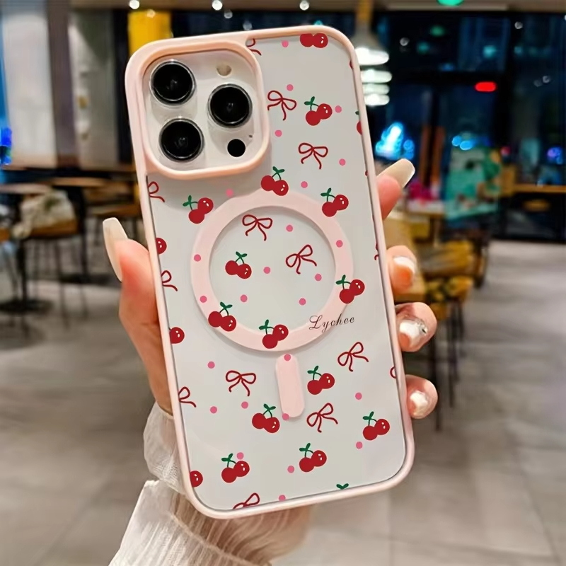레드 체리 프린트 마그네틱 폰 케이스 (아이폰 17,  - Phone Cases Red 리뷰 및 가격