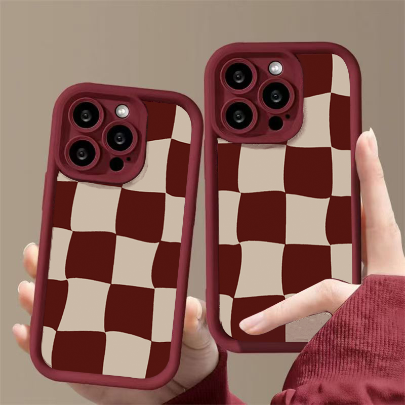 와인 레드 변형 그리드 패턴 폰 케이스 (아이폰 17  - Phone Cases Red 리뷰 및 가격