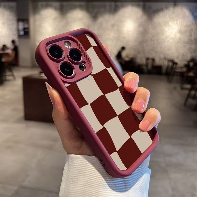 와인 레드 변형 그리드 패턴 폰 케이스 (아이폰 17  - Phone Cases Red 리뷰 및 가격
