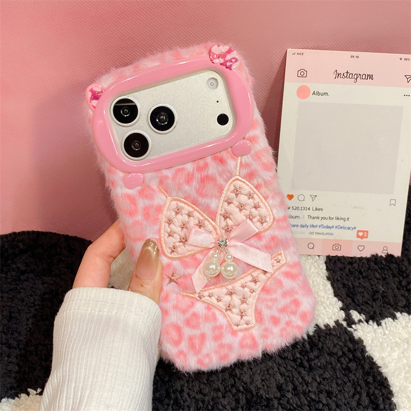 럭셔리 레오파드 프린트 비키니 패턴 플러시 폰 케이스  - Phone Cases For Iphone 15 리뷰 및 가격