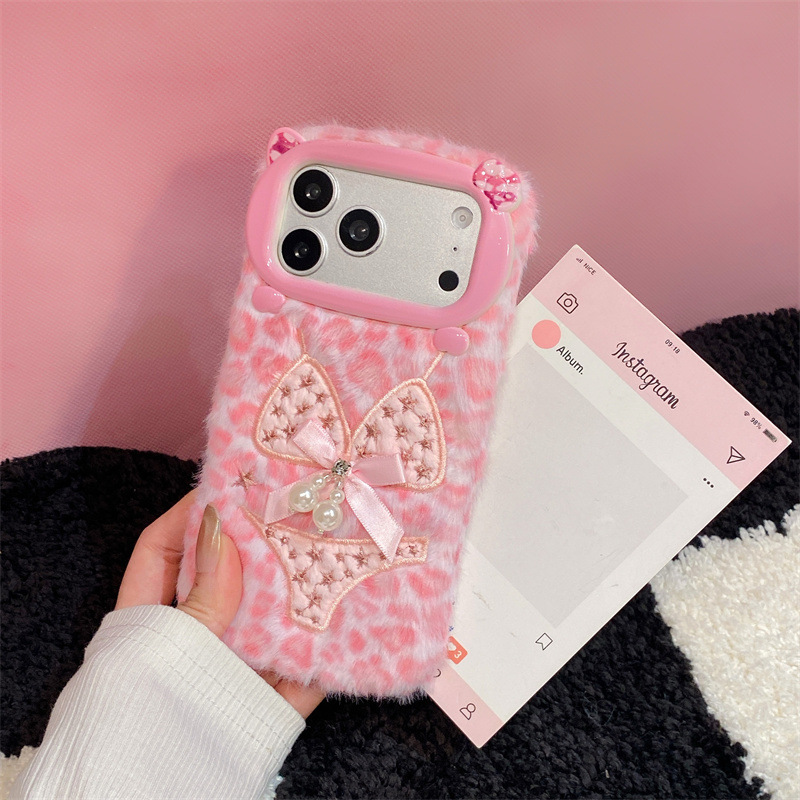럭셔리 레오파드 프린트 비키니 패턴 플러시 폰 케이스  - Phone Cases For Iphone 15 리뷰 및 가격