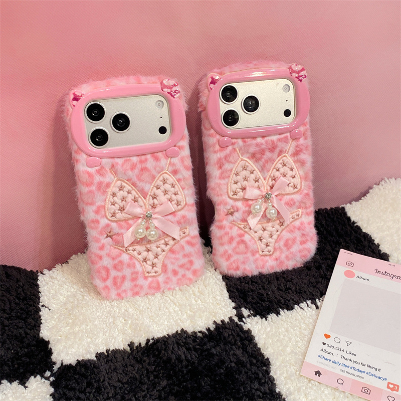 럭셔리 레오파드 프린트 비키니 패턴 플러시 폰 케이스  - Phone Cases For Iphone 15 리뷰 및 가격