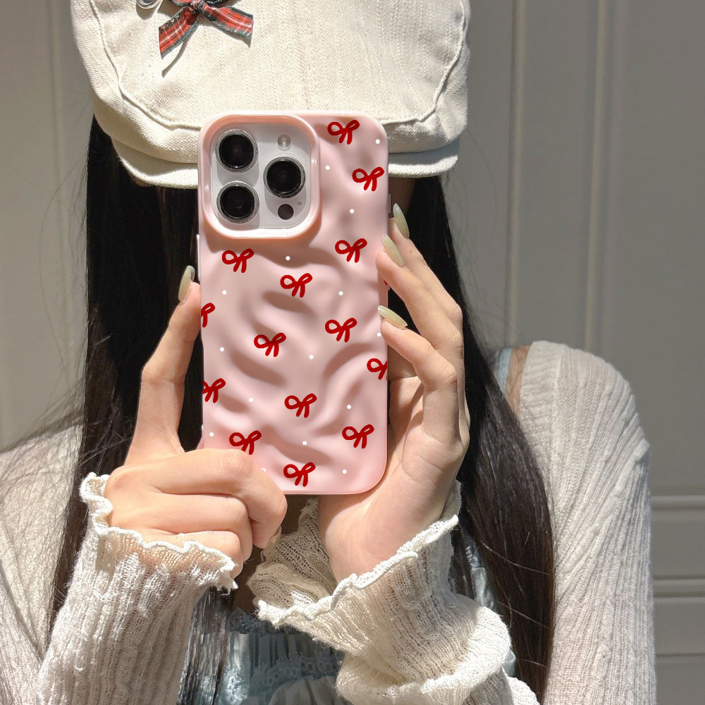3D 물결무늬 레드 하트 프린트 아이폰 17 16 15 - Phone Cases Red 리뷰 및 가격