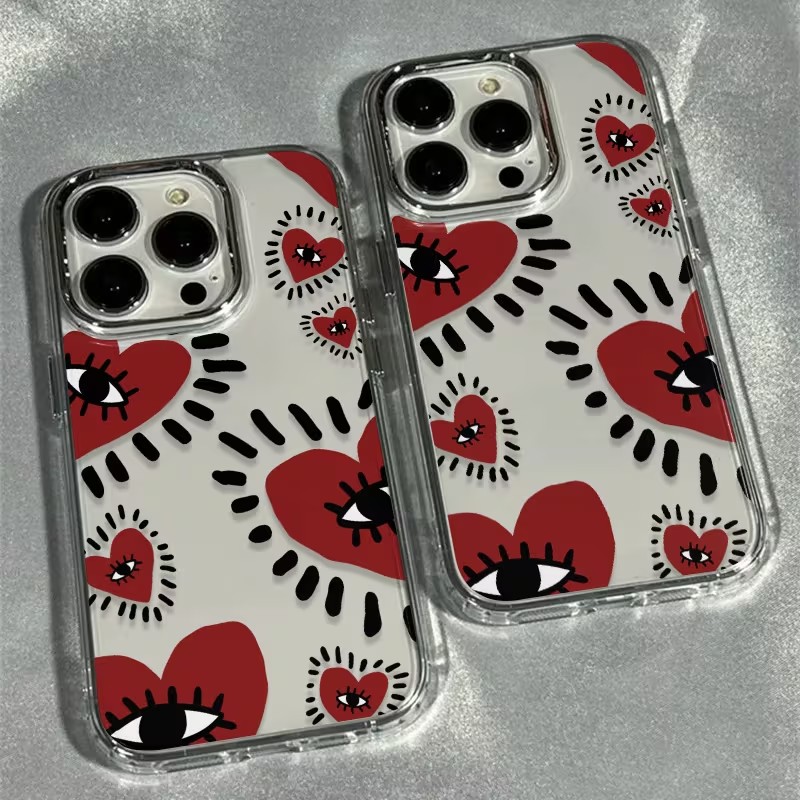 독특한 빨간 하트 눈 프레임 소프트 폰 케이스 아이폰  - Phone Cases Red 리뷰 및 가격