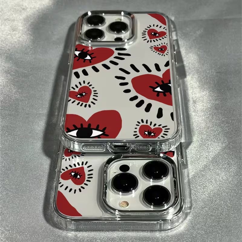 독특한 빨간 하트 눈 프레임 소프트 폰 케이스 아이폰  - Phone Cases Red 리뷰 및 가격