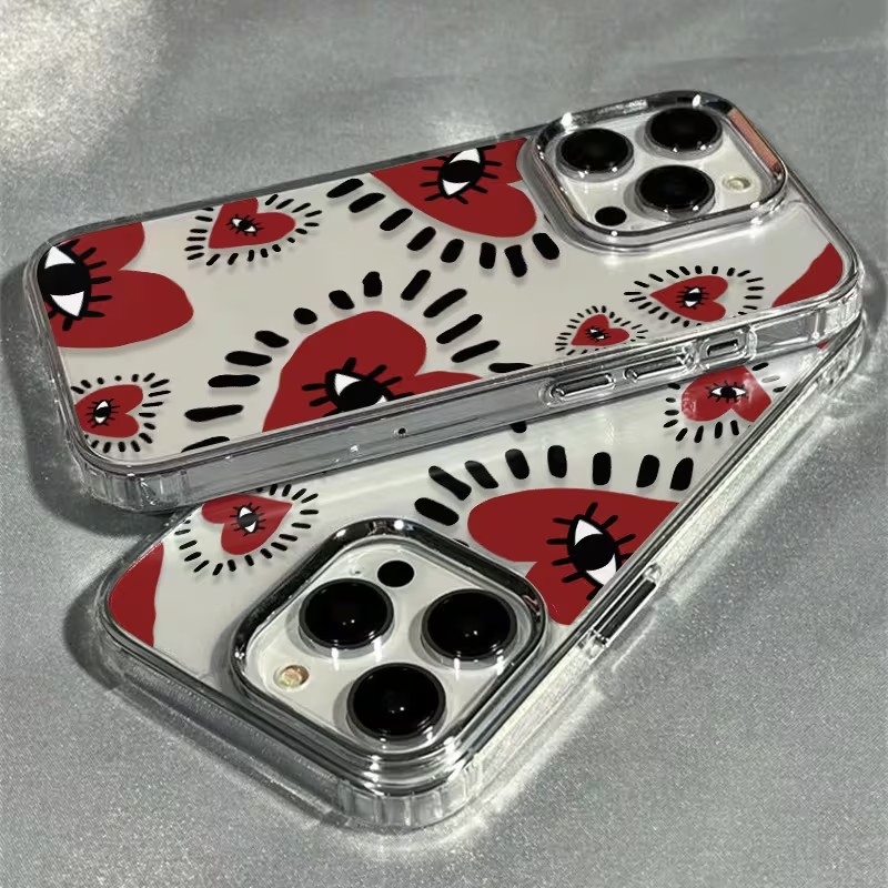 독특한 빨간 하트 눈 프레임 소프트 폰 케이스 아이폰  - Phone Cases Red 리뷰 및 가격