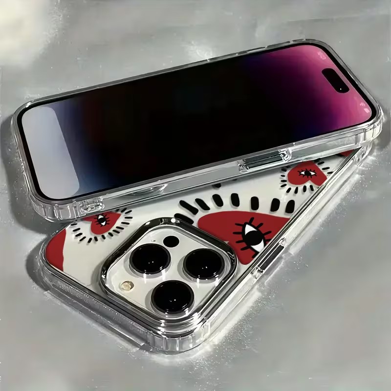 독특한 빨간 하트 눈 프레임 소프트 폰 케이스 아이폰  - Phone Cases Red 리뷰 및 가격