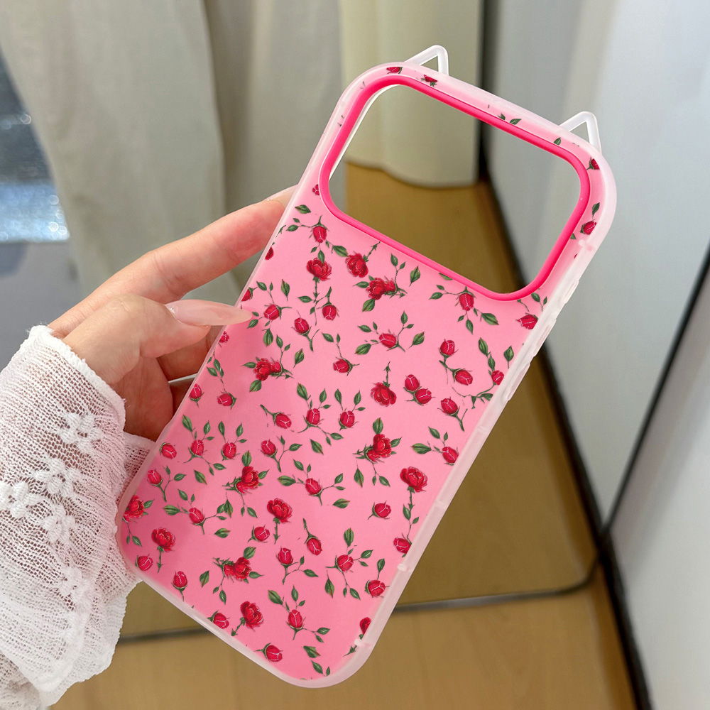 레드 로즈 플라워 고양이 귀 폰 케이스 아이폰 17 프 - Phone Cases Red 리뷰 및 가격