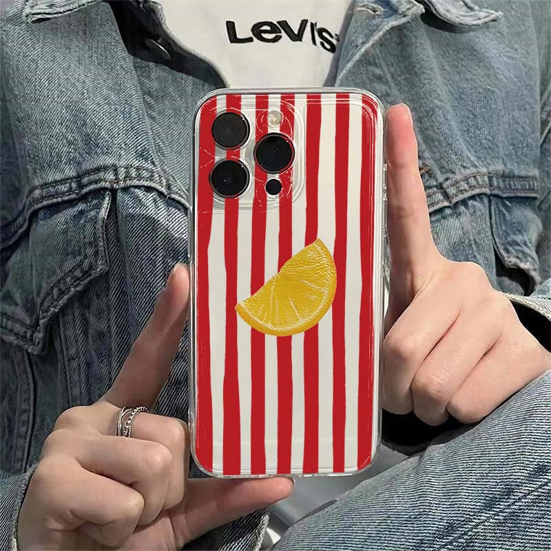 레몬 레드 핑크 블루 스트라이프 디자인 폰 케이스 아이 - Phone Cases Red 리뷰 및 가격