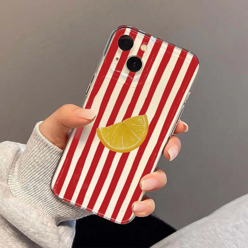 레몬 레드 핑크 블루 스트라이프 디자인 폰 케이스 아이 - Phone Cases Red 리뷰 및 가격