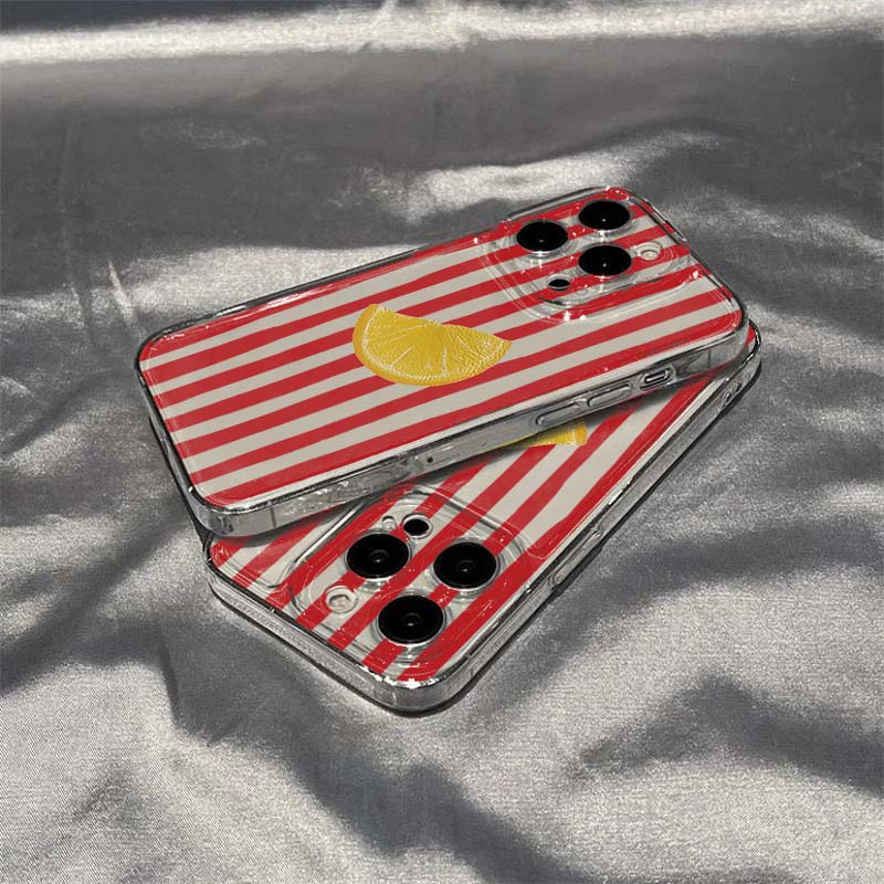 레몬 레드 핑크 블루 스트라이프 디자인 폰 케이스 아이 - Phone Cases Red 리뷰 및 가격